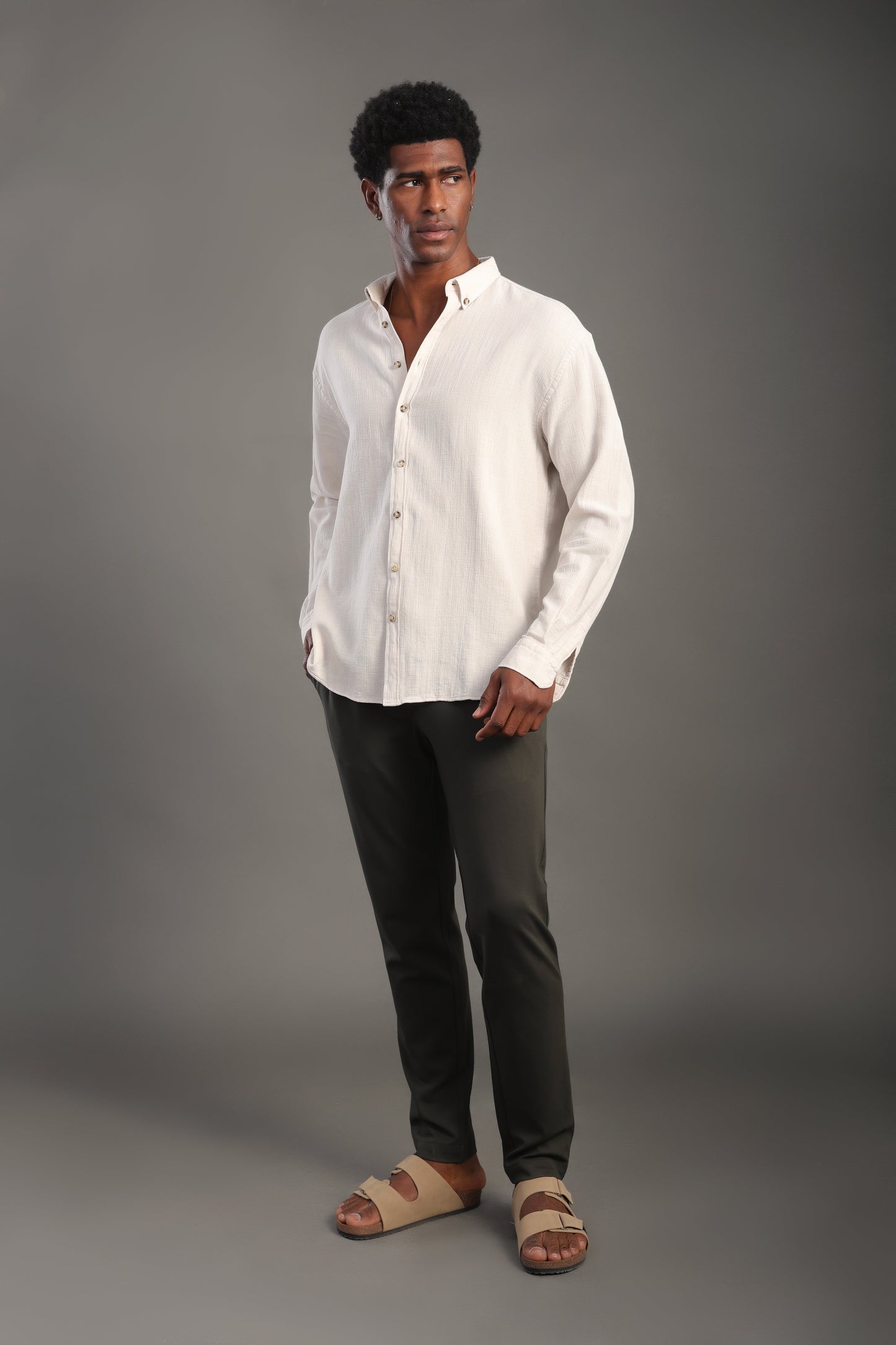 Men's Olive Green Regular Fit Trousers
