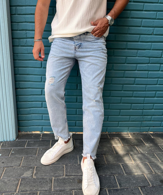 Men's White V Neck Collar T-shirt