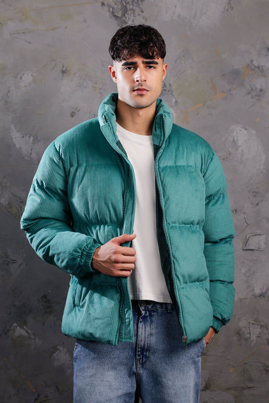 Men’s Mint Green Corduroy Puffer Jacket
