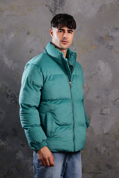 Men’s Mint Green Corduroy Puffer Jacket