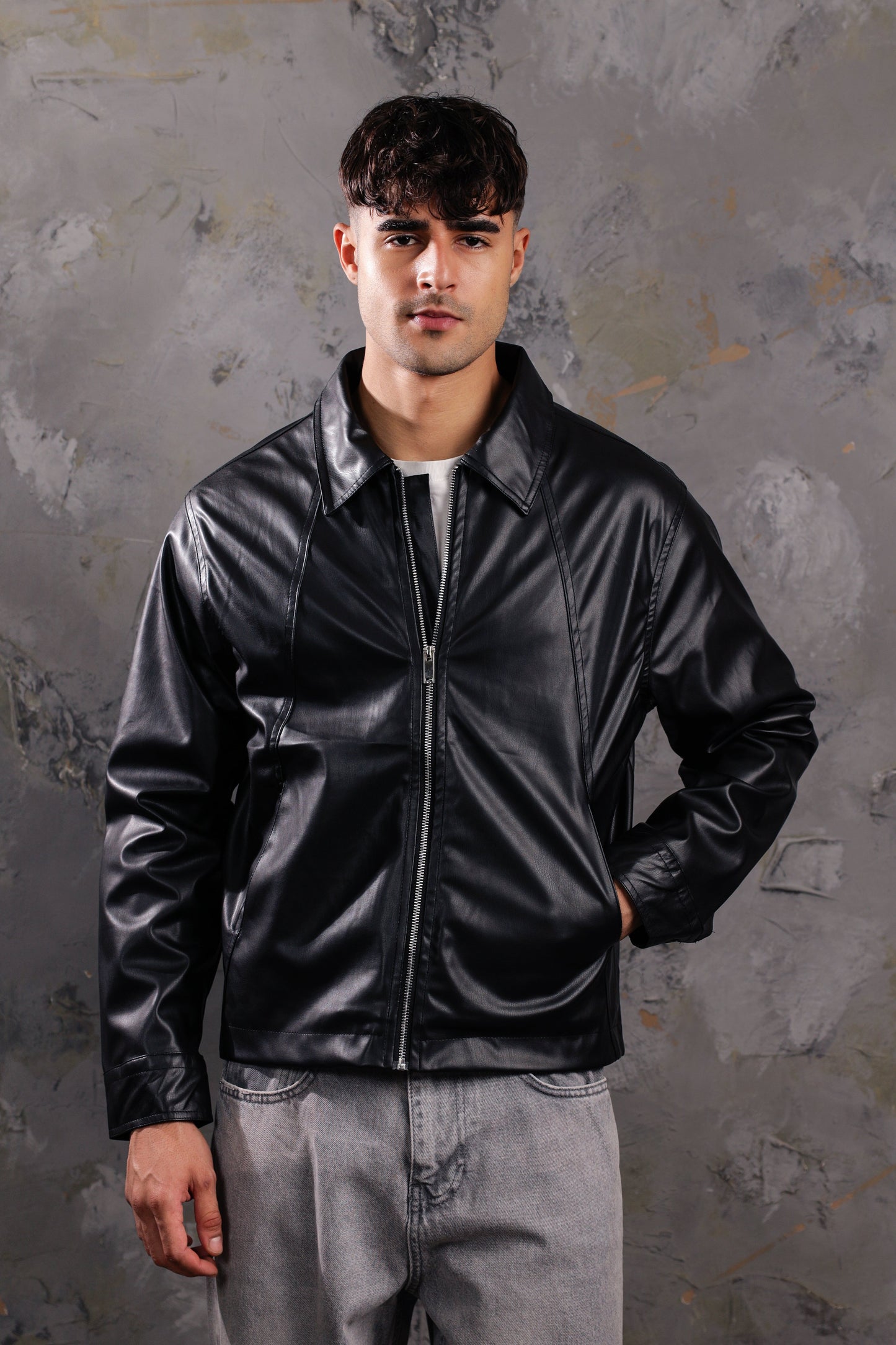 Men’s Black Leather Jacket Minimal & Modern