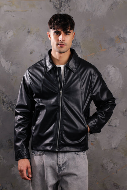 Men’s Black Leather Jacket Minimal & Modern