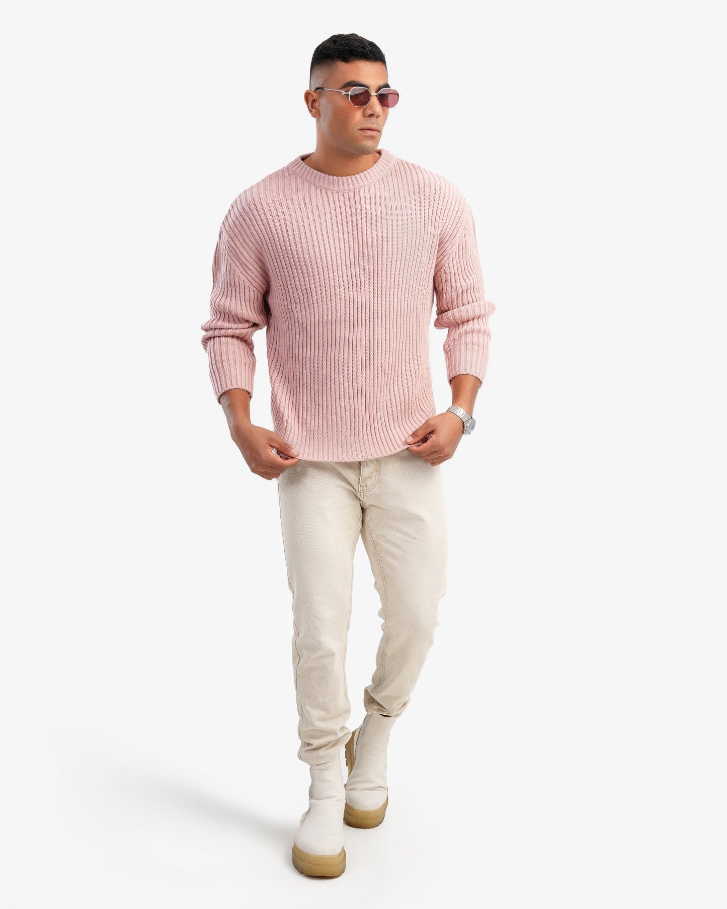 Men's Crew Neck Ripped Pullover In Simon