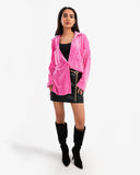 Women's Long Striped Velvet Shirt In Pink