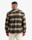 Men's Collar Wool Stripped Long Sleeve Shirt In Olive
