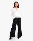 Women's Knitted V Neck Cardigan In Off White