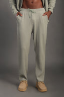 Men's Sage Green Casual Stripes Trousers