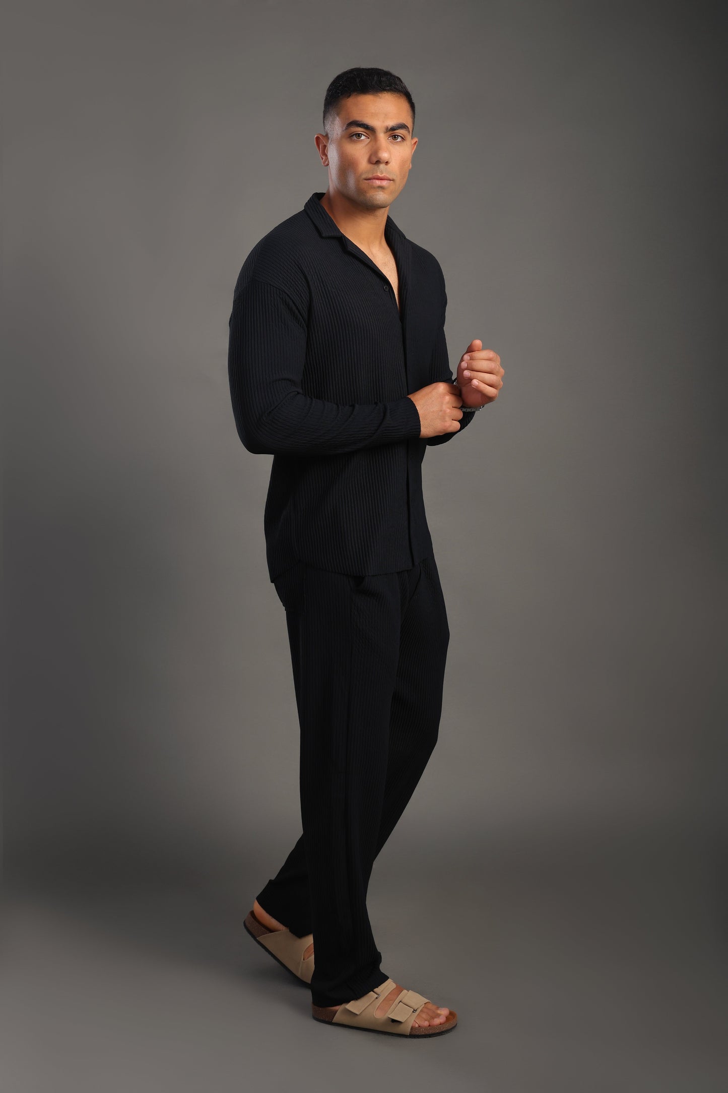 Men's Black Stripes Casual Set