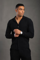 Men's Black Long Sleeve Stripes Shirt