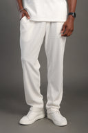 Men's White Dobby Texture Casual Set
