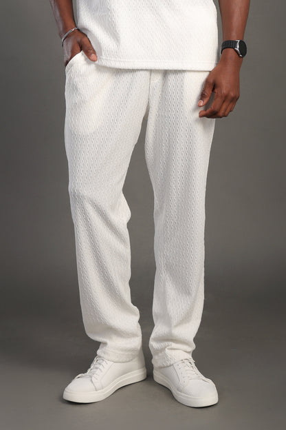 Men's White Dobby Texture Casual Set