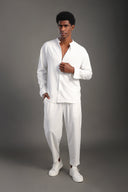 Men's White Mandarin Neck Shirt