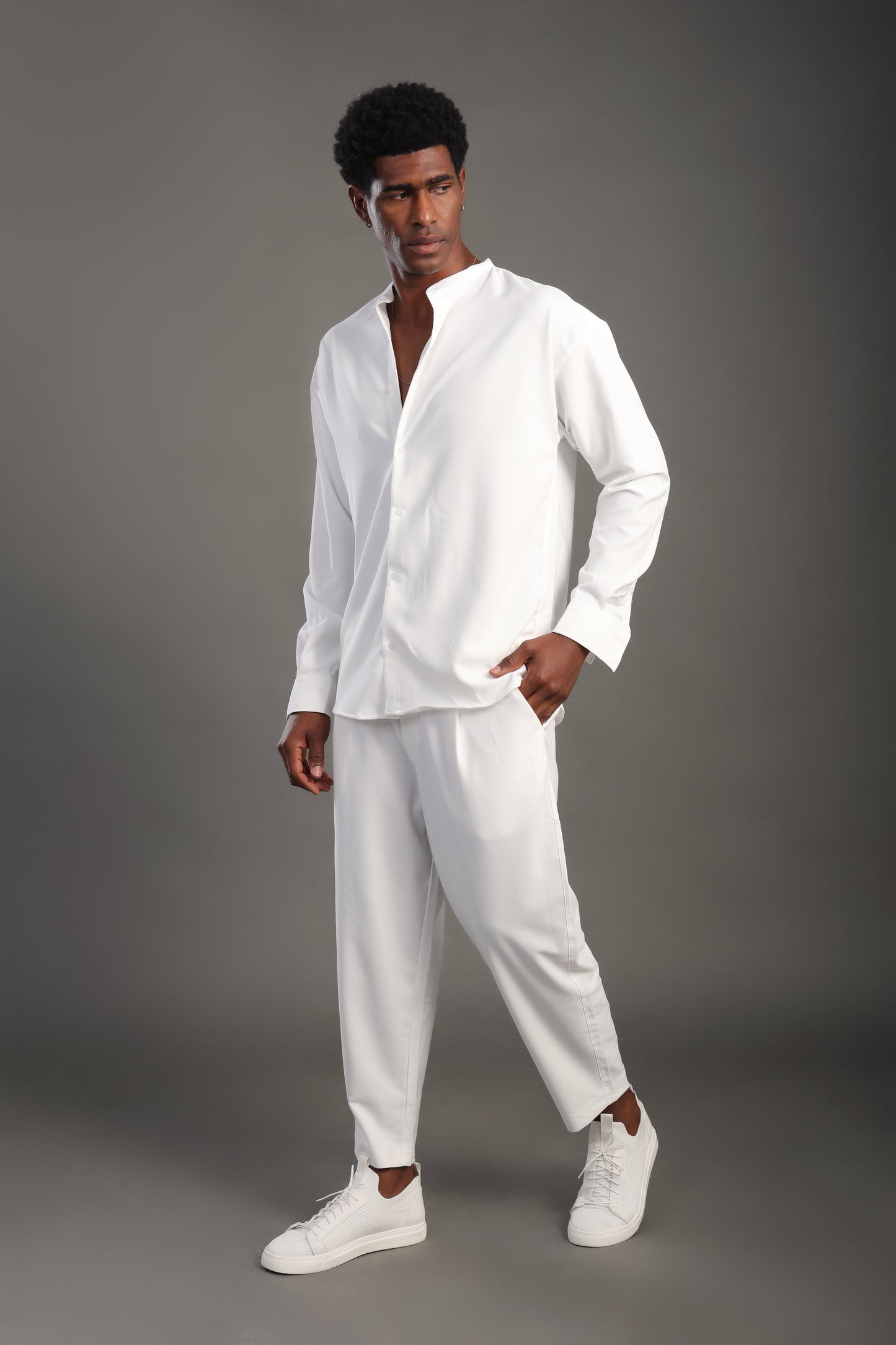 Men's White Mandarin  Set