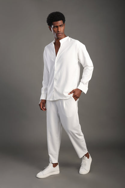 Men's White Mandarin  Set