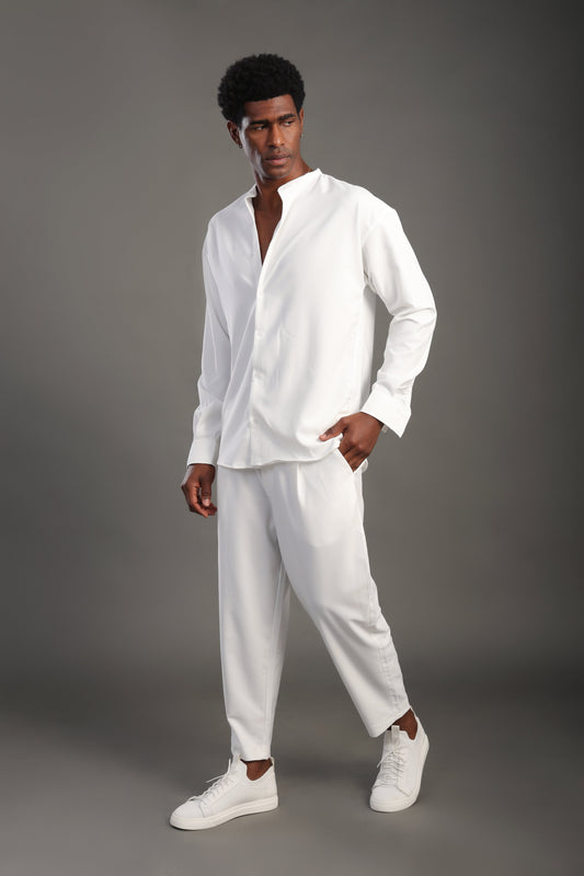Men's White Mandarin  Set