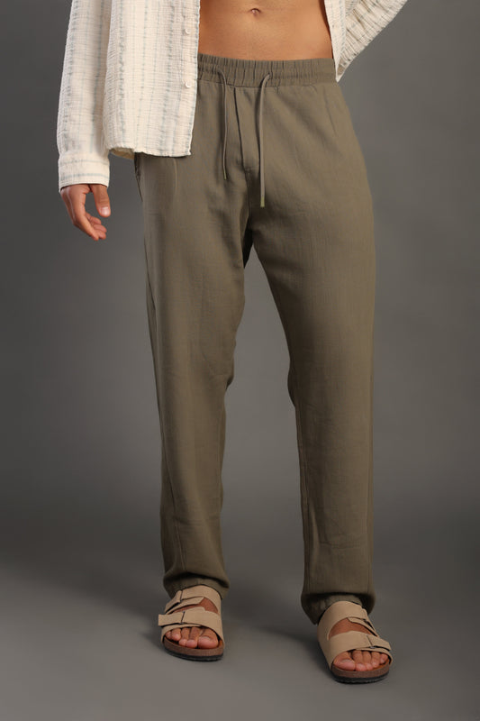 Men's Sage Green Regular Fit Trousers