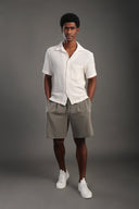 Men's Offwhite Half Sleeve V Neck Collar Shirt