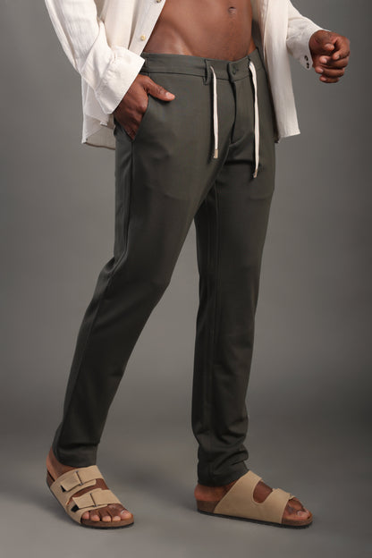 Men's Olive Green Regular Fit Trousers