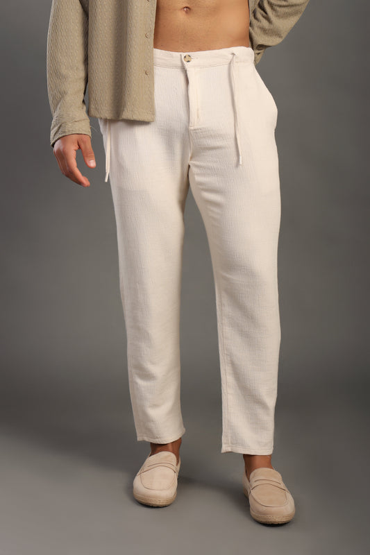 Men's Sand Beige Regular Fit Trousers