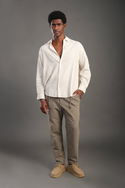 Men's Khaki Regular Fit Trousers