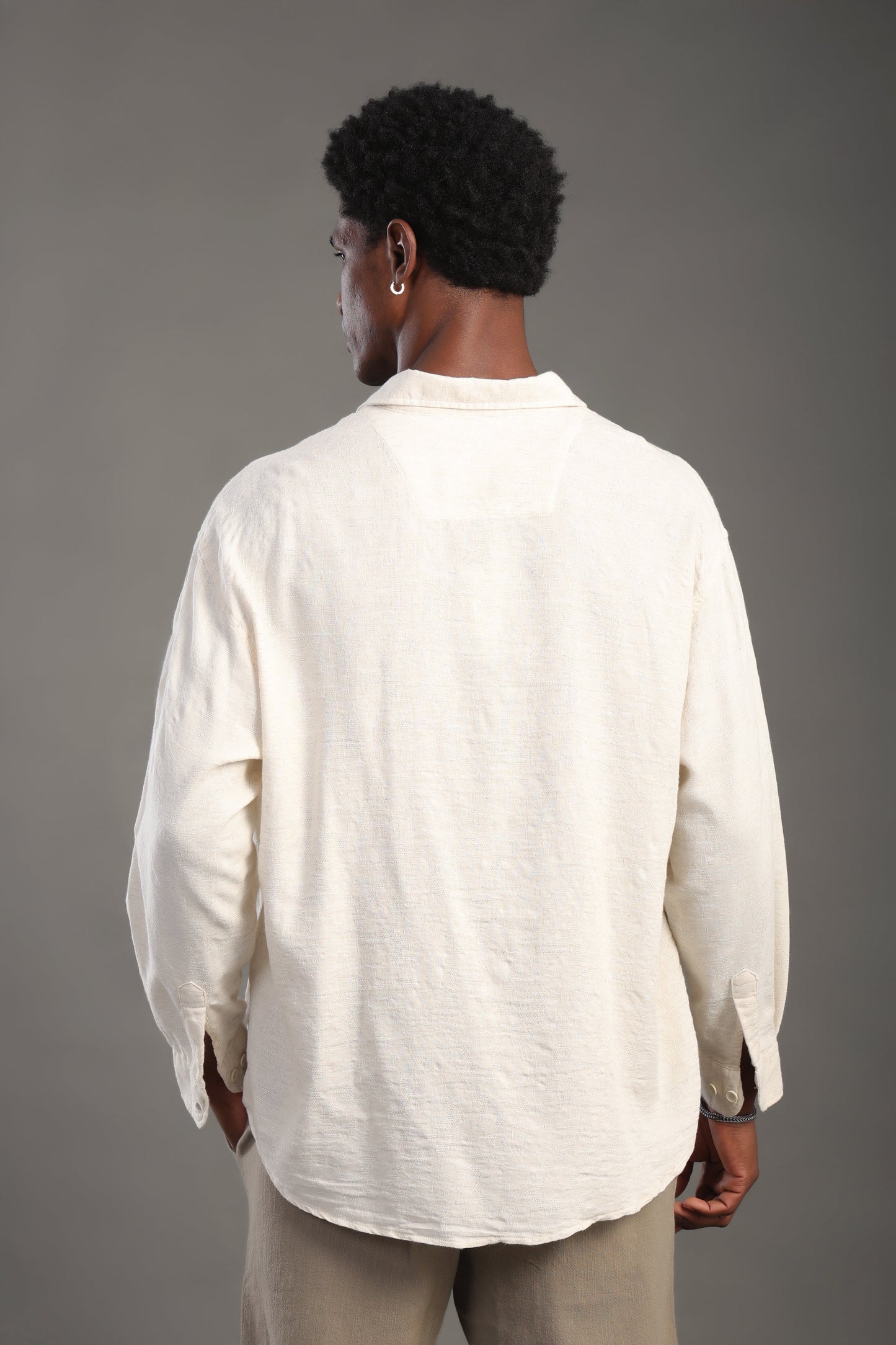 Men's Sand Beige Oversize Loose Shirt