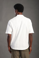 Men's White V Neck Apache Collar Shirt