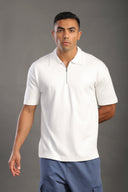Men's White Zipper Collar T-shirt