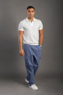 Men's Dotted Gray Zipper Collar T-shirt