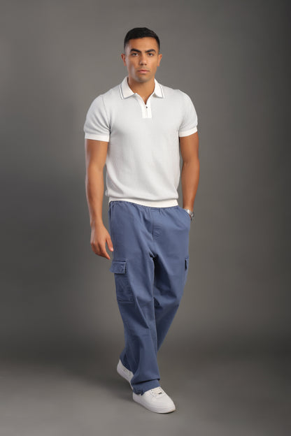 Men's Dotted Gray Zipper Collar T-shirt
