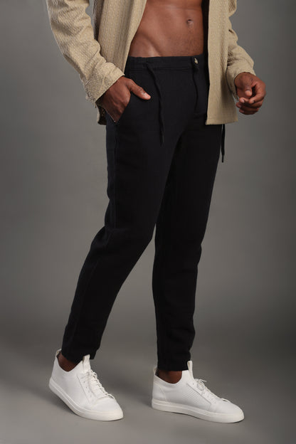 Men's Black Regular Fit Trousers