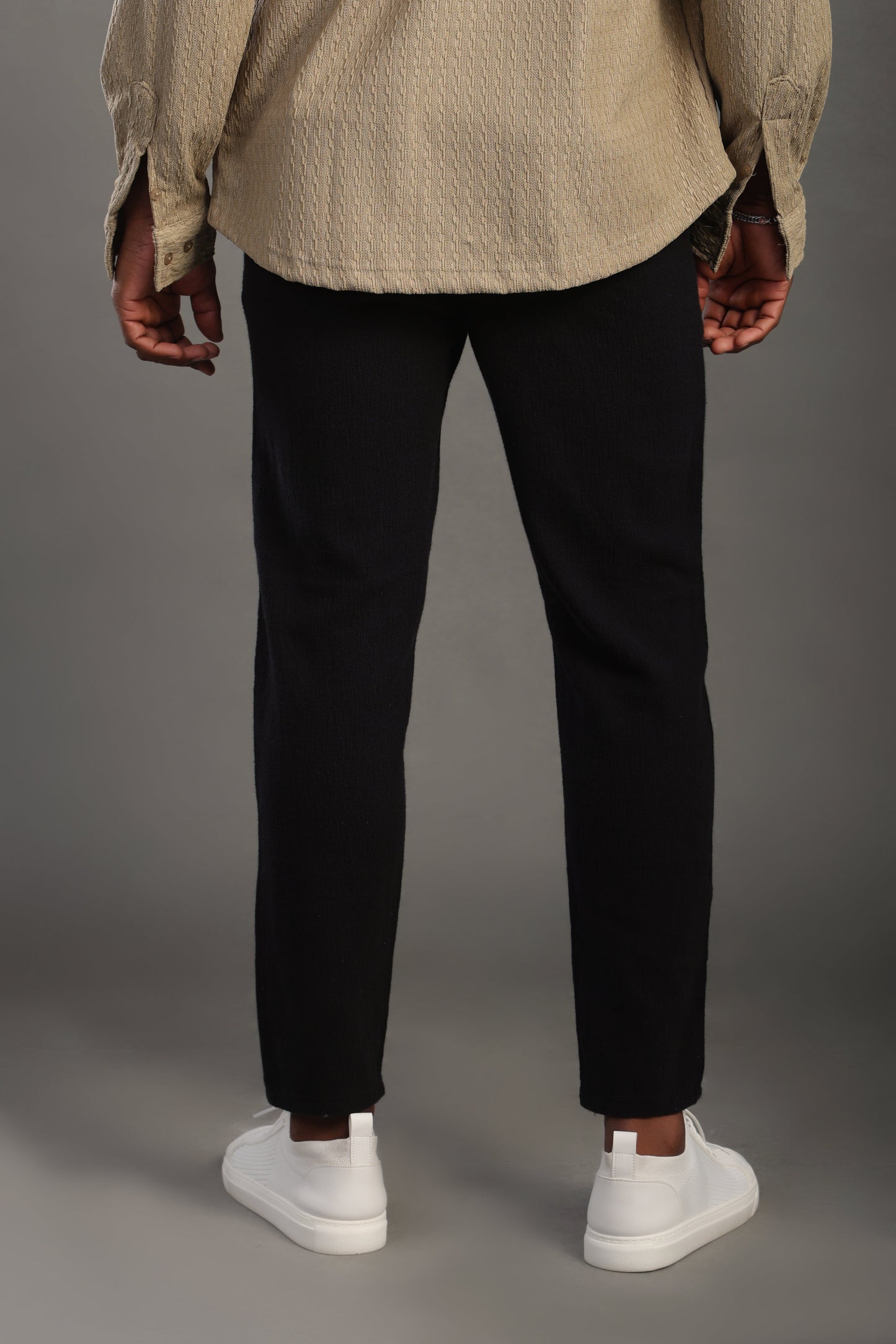 Men's Black Regular Fit Trousers