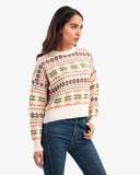 Women's Printed Knitted Sweater In Beige