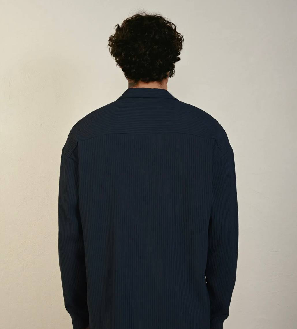 Men's Petrol Blue Long Sleeve Stripes Shirt