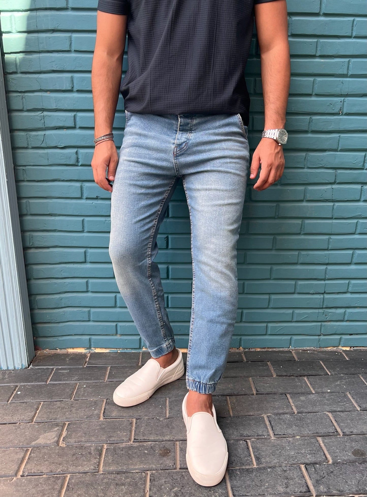 Men's Slimline Joggers Denim Trousers