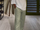 Men's Sage Green Casual Stripes Trousers