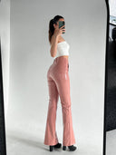 Women's Flared Leather Trousers In Nude