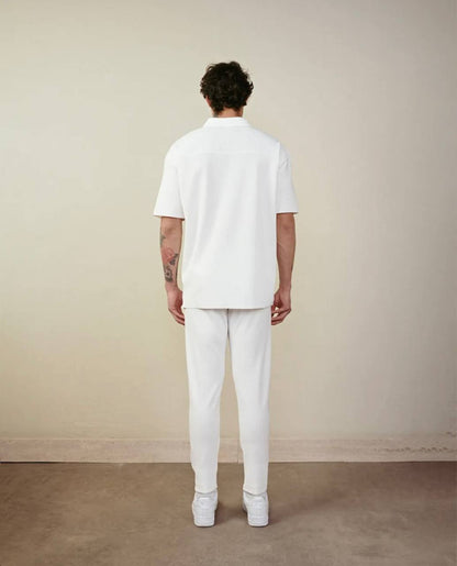 Men's White Zipper Collar T-shirt