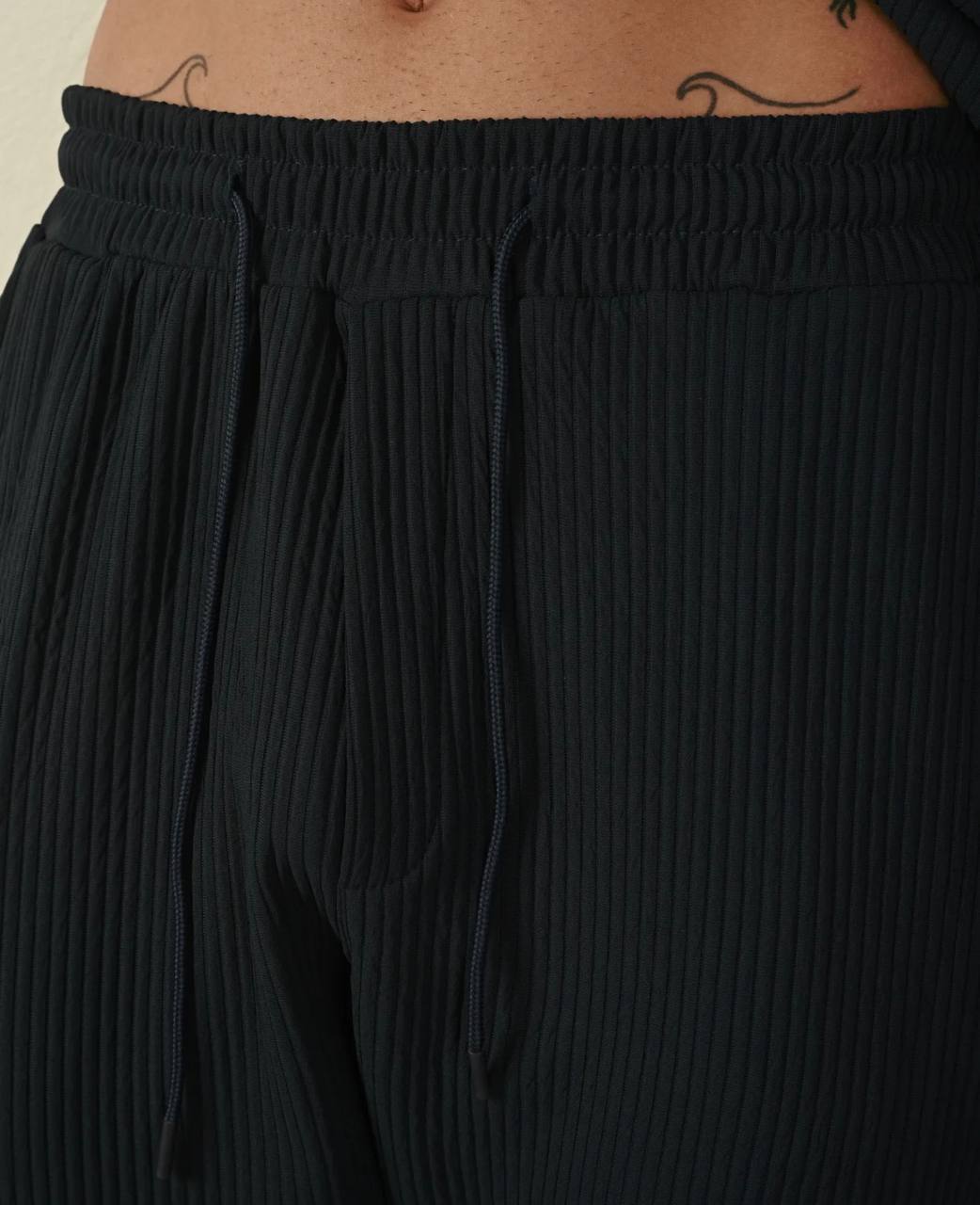 Men's Petrol Blue Casual Stripes Trousers